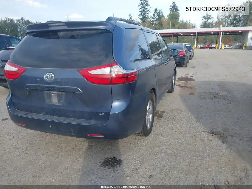2015 TOYOTA SIENNA VIN 5TDKK3DC9FS572943 — фото 4