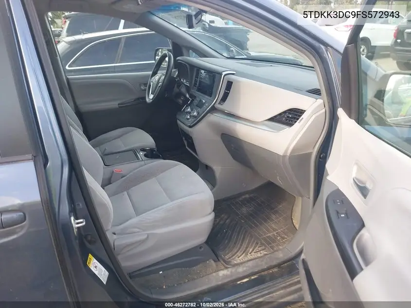 2015 TOYOTA SIENNA VIN 5TDKK3DC9FS572943 — фото 5