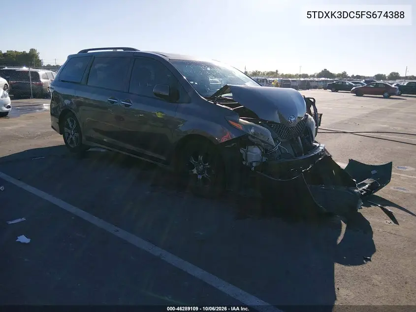TOYOTA SIENNA 2015, VIN 5TDXK3DC5FS674388