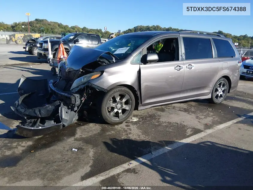 2015 TOYOTA SIENNA VIN 5TDXK3DC5FS674388 — фото 2