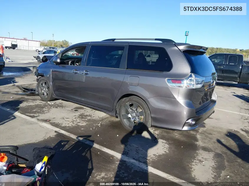 2015 TOYOTA SIENNA VIN 5TDXK3DC5FS674388 — фото 3