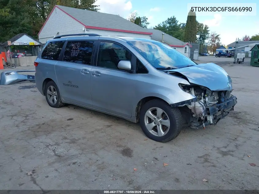 TOYOTA SIENNA 2015, VIN 5TDKK3DC6FS666990