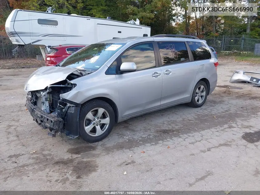 2015 TOYOTA SIENNA VIN 5TDKK3DC6FS666990 — фото 2