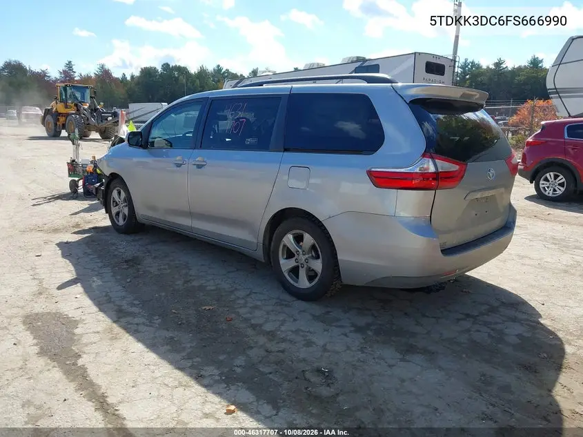 2015 TOYOTA SIENNA VIN 5TDKK3DC6FS666990 — фото 3