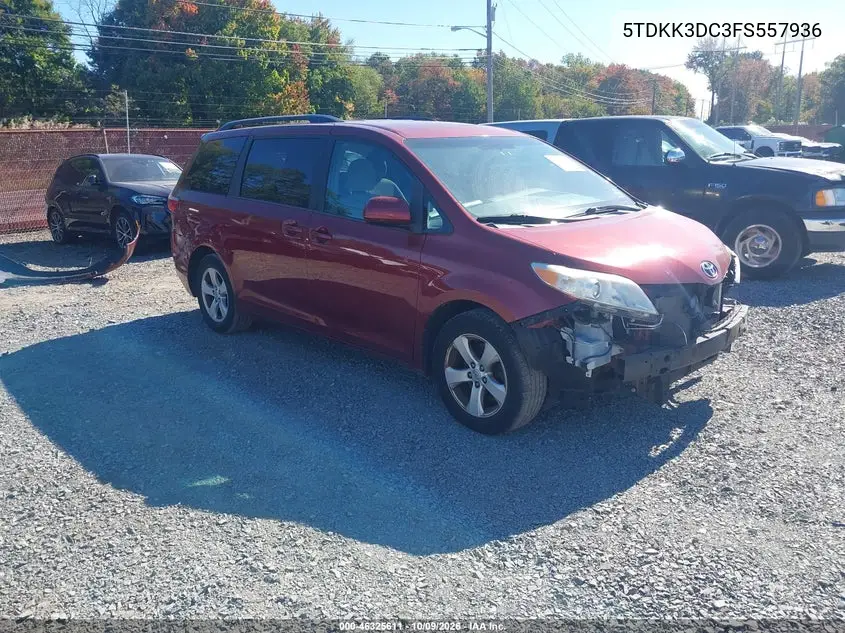 TOYOTA SIENNA 2015, VIN 5TDKK3DC3FS557936