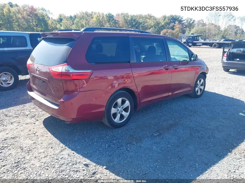 2015 TOYOTA SIENNA VIN 5TDKK3DC3FS557936 — фото 4