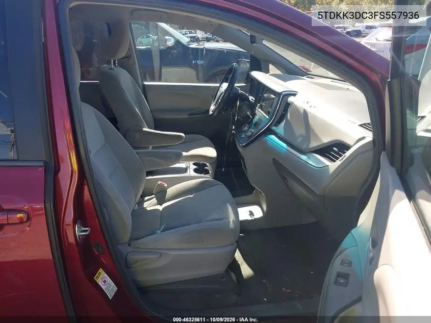 2015 TOYOTA SIENNA VIN 5TDKK3DC3FS557936 — фото 5