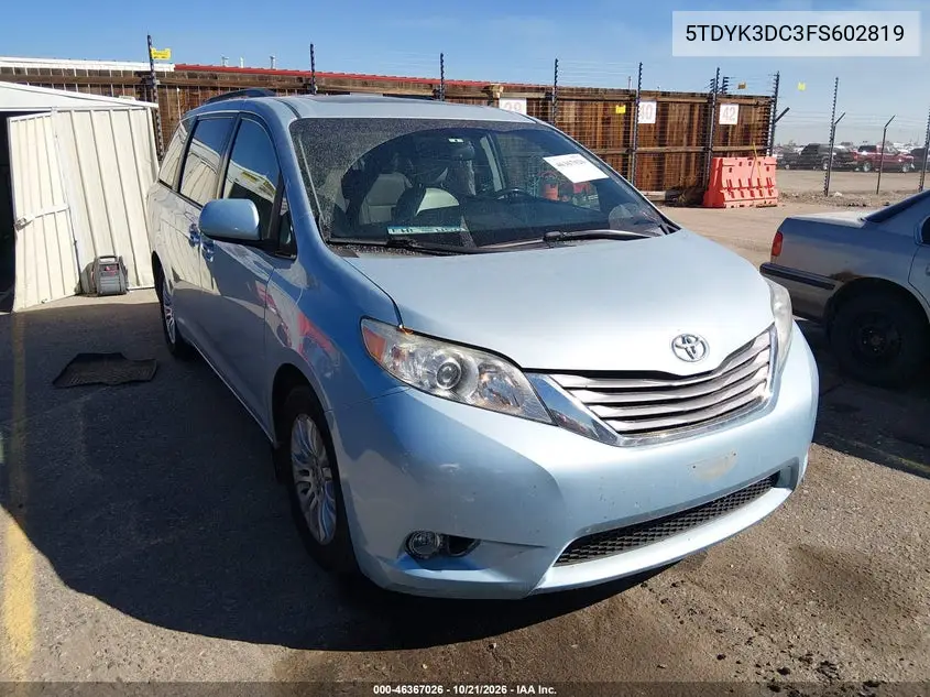 TOYOTA SIENNA 2015, VIN 5TDYK3DC3FS602819