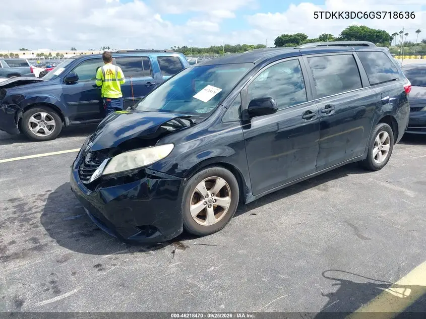 2016 TOYOTA SIENNA VIN 5TDKK3DC6GS718636 — фото 2