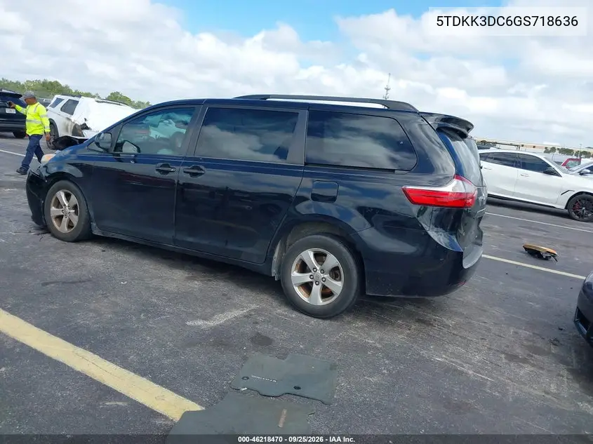 2016 TOYOTA SIENNA VIN 5TDKK3DC6GS718636 — фото 3