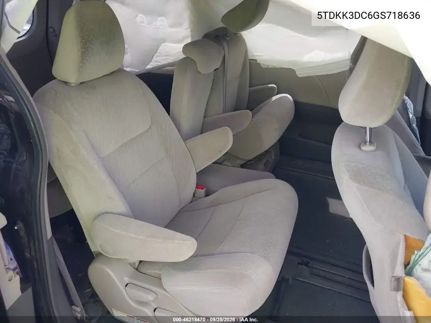 2016 TOYOTA SIENNA VIN 5TDKK3DC6GS718636 — фото 8