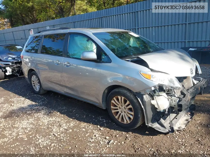 TOYOTA SIENNA 2016, VIN 5TDYK3DC7GS693658