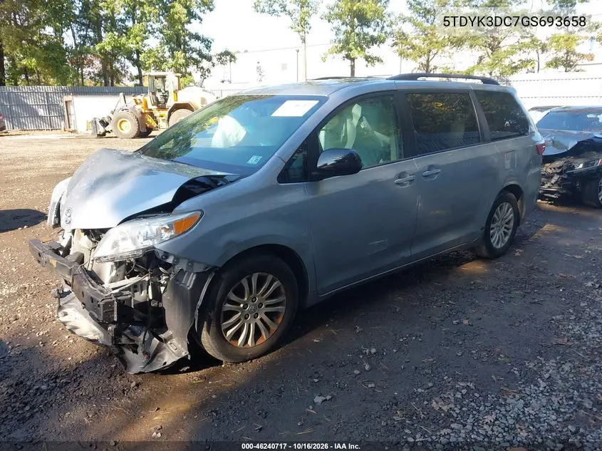 2016 TOYOTA SIENNA VIN 5TDYK3DC7GS693658 — фото 2