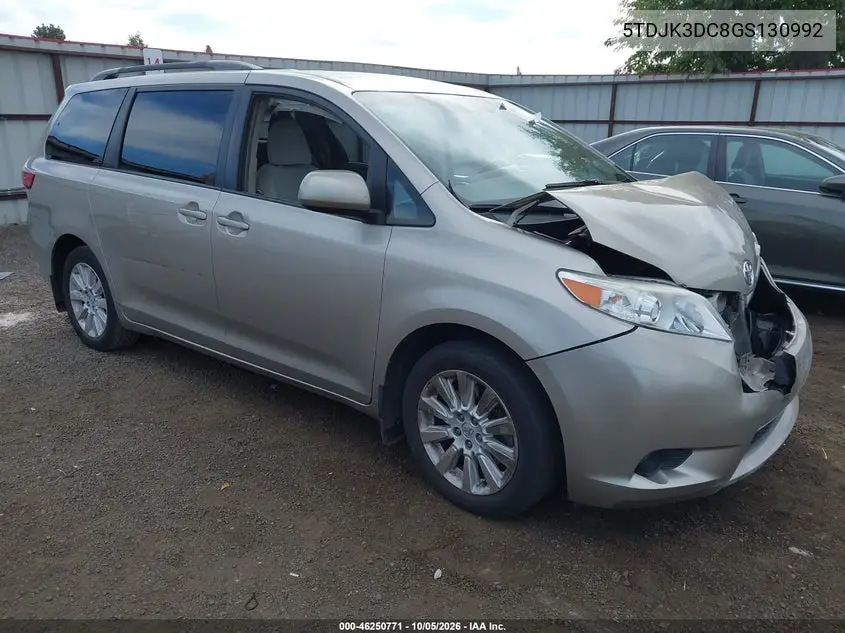TOYOTA SIENNA 2016, VIN 5TDJK3DC8GS130992