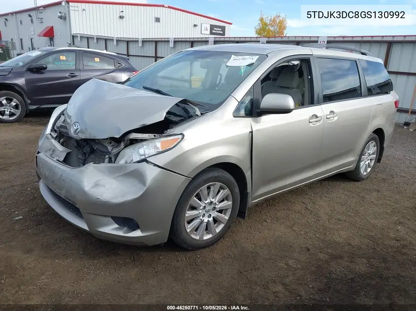 2016 TOYOTA SIENNA VIN 5TDJK3DC8GS130992 — фото 2