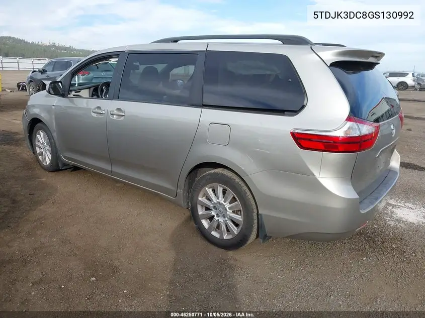 2016 TOYOTA SIENNA VIN 5TDJK3DC8GS130992 — фото 3