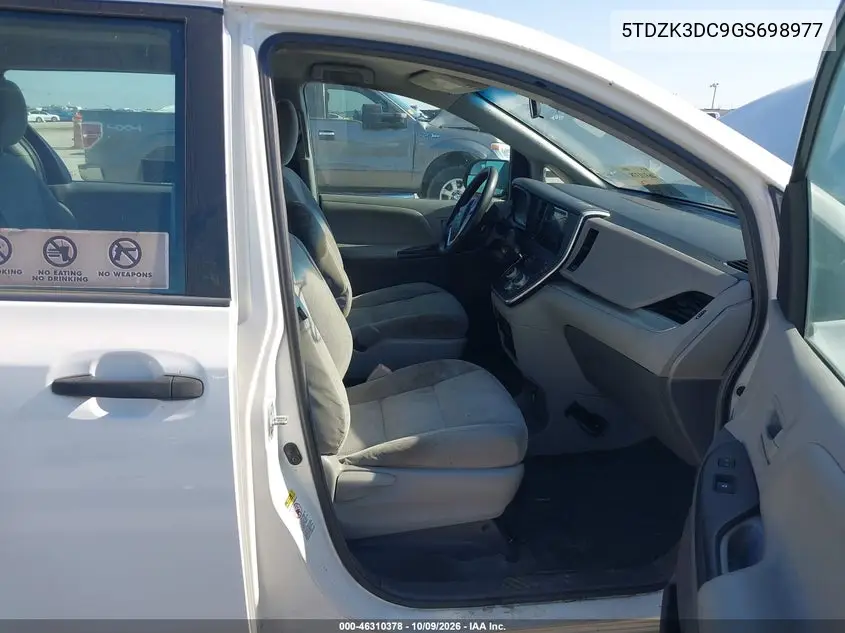 2016 TOYOTA SIENNA VIN 5TDZK3DC9GS698977 — фото 5