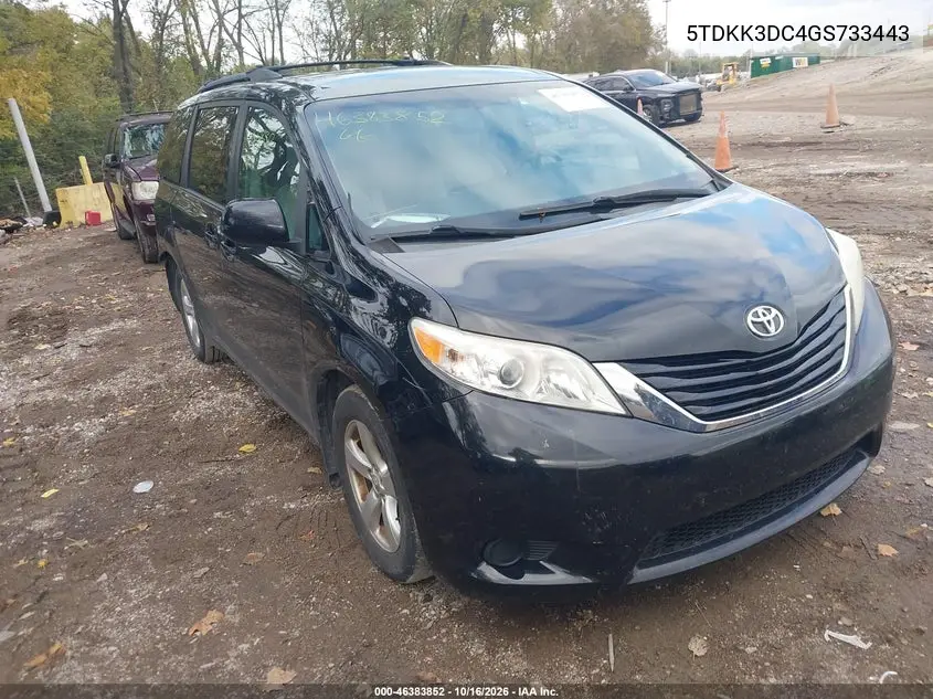 TOYOTA SIENNA 2016, VIN 5TDKK3DC4GS733443