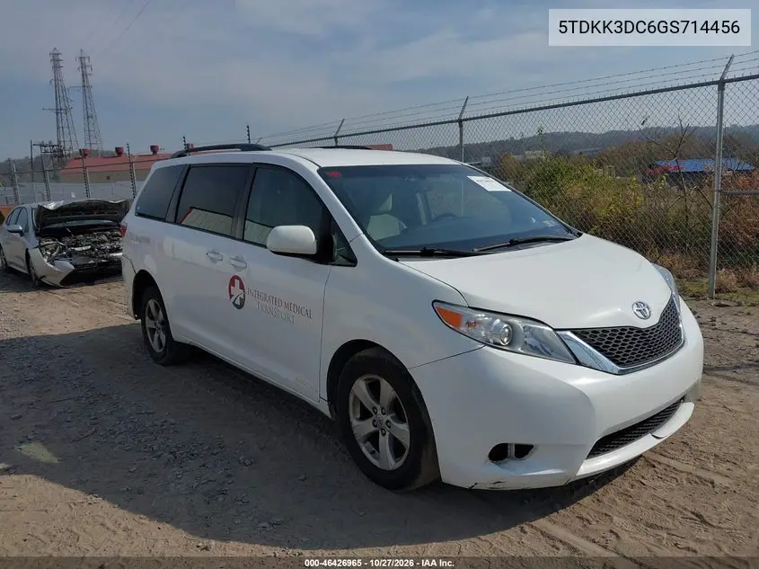 TOYOTA SIENNA 2016, VIN 5TDKK3DC6GS714456