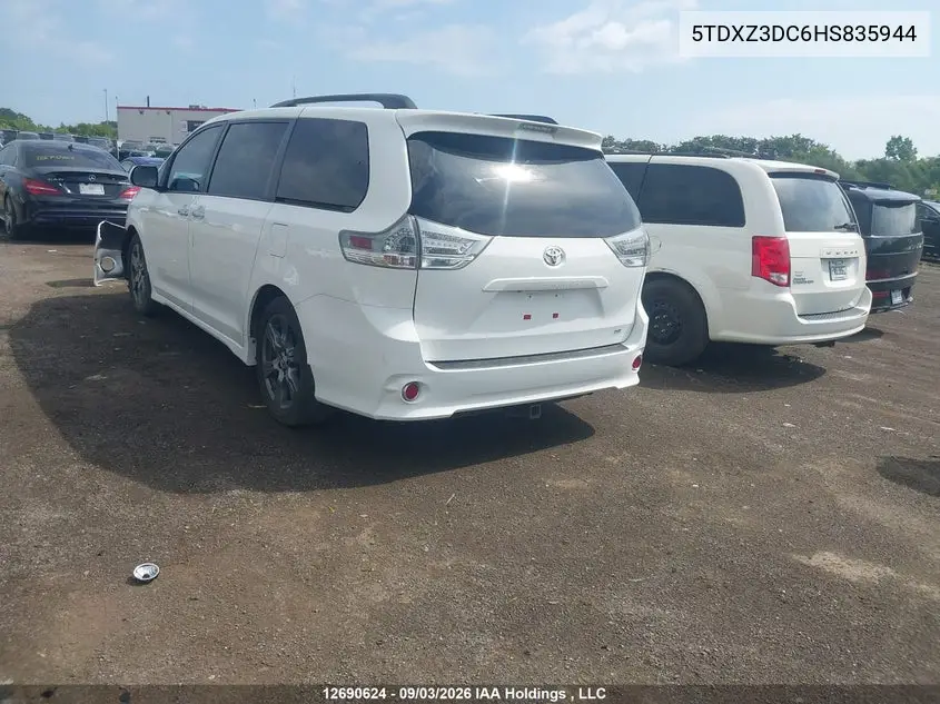 2017 TOYOTA SIENNA VIN 5TDXZ3DC6HS835944 — фото 3