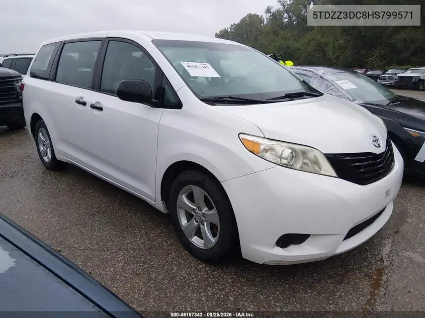 TOYOTA SIENNA 2017, VIN 5TDZZ3DC8HS799571