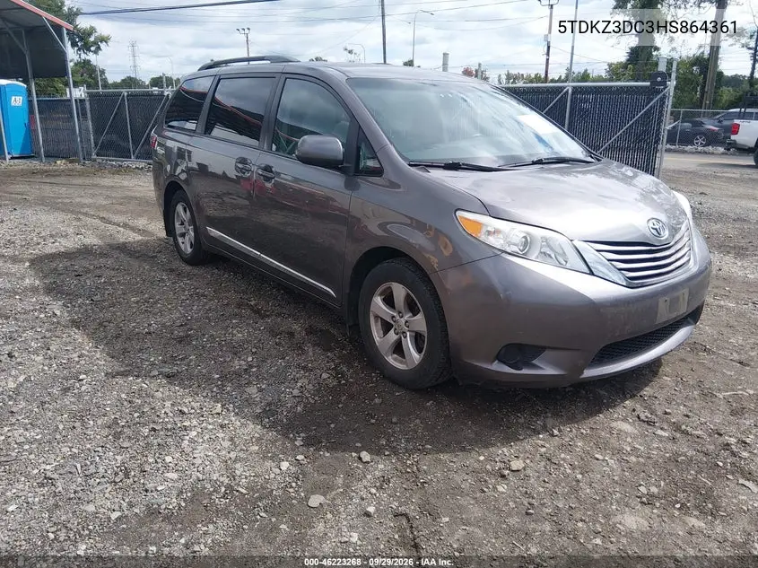 TOYOTA SIENNA 2017, VIN 5TDKZ3DC3HS864361
