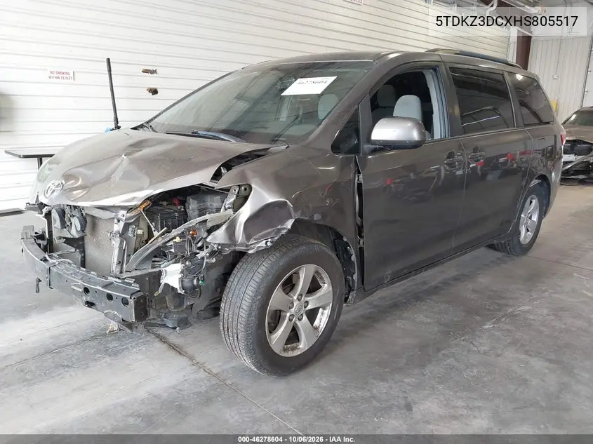 2017 TOYOTA SIENNA VIN 5TDKZ3DCXHS805517 — фото 2