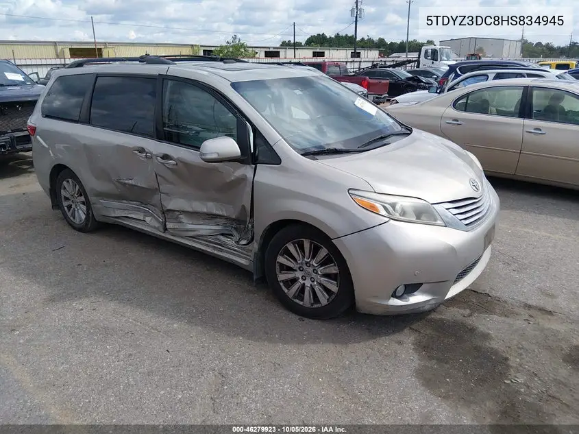 TOYOTA SIENNA 2017, VIN 5TDYZ3DC8HS834945