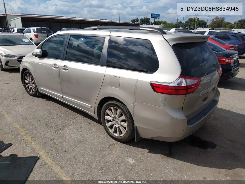 2017 TOYOTA SIENNA VIN 5TDYZ3DC8HS834945 — фото 3