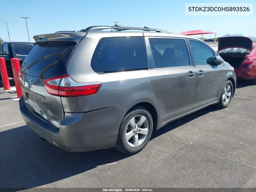 2017 TOYOTA SIENNA VIN 5TDKZ3DC0HS893526 — фото 4