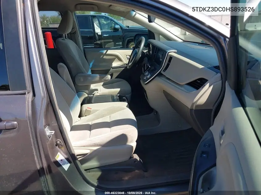 2017 TOYOTA SIENNA VIN 5TDKZ3DC0HS893526 — фото 5