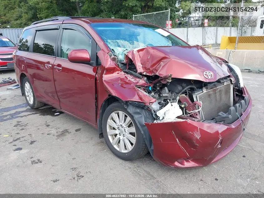 TOYOTA SIENNA 2017, VIN 5TDDZ3DC2HS154294