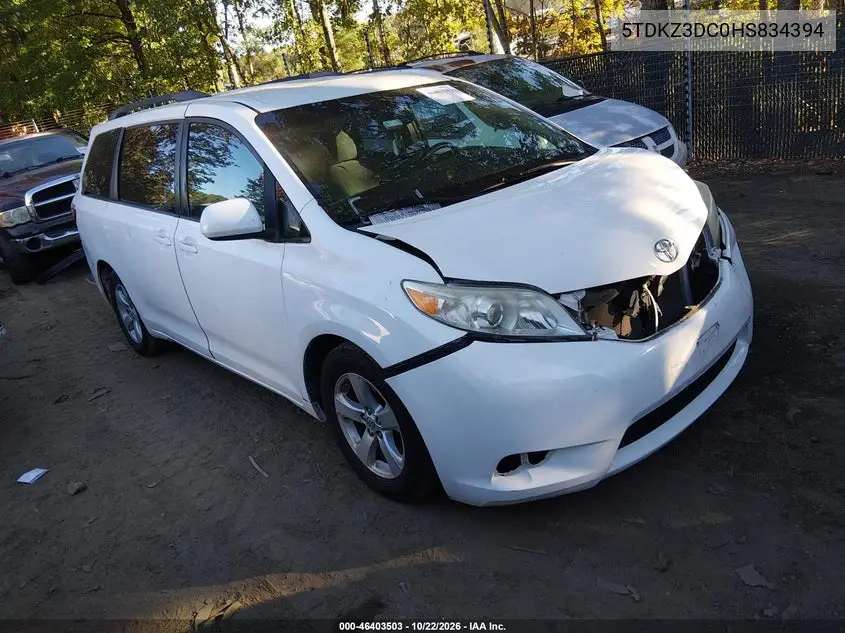 TOYOTA SIENNA 2017, VIN 5TDKZ3DC0HS834394