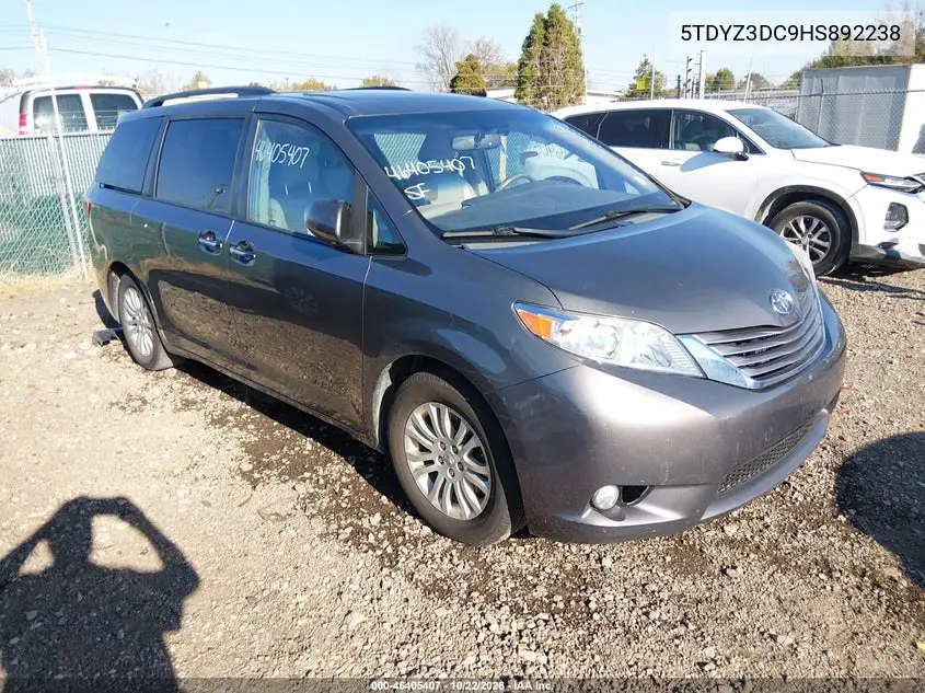TOYOTA SIENNA 2017, VIN 5TDYZ3DC9HS892238