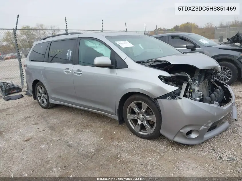TOYOTA SIENNA 2017, VIN 5TDXZ3DC5HS851469