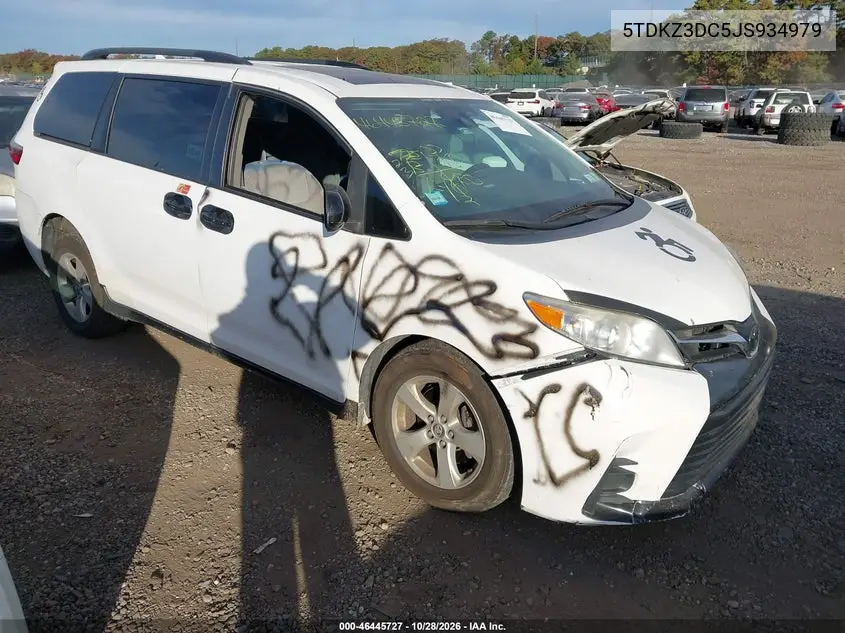 TOYOTA SIENNA 2018, VIN 5TDKZ3DC5JS934979