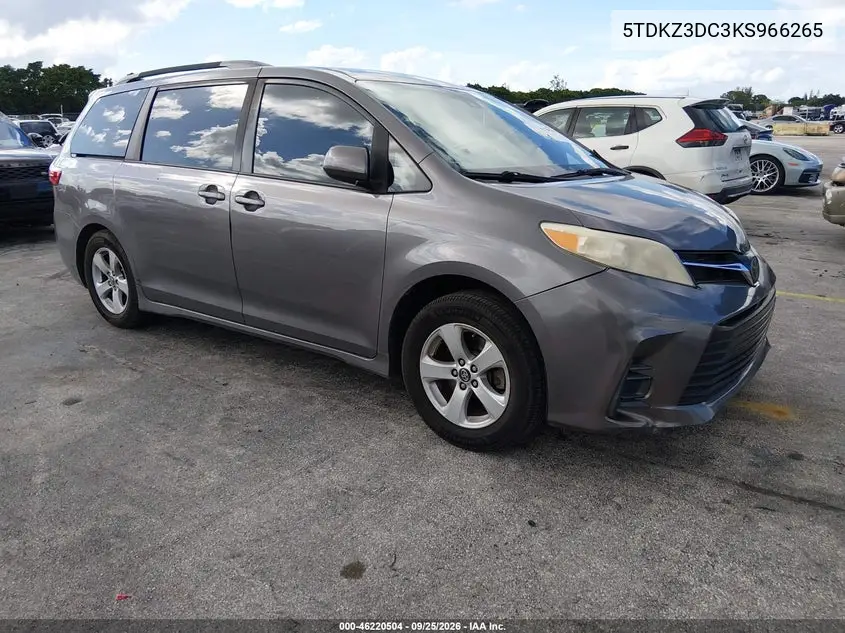 TOYOTA SIENNA 2019, VIN 5TDKZ3DC3KS966265
