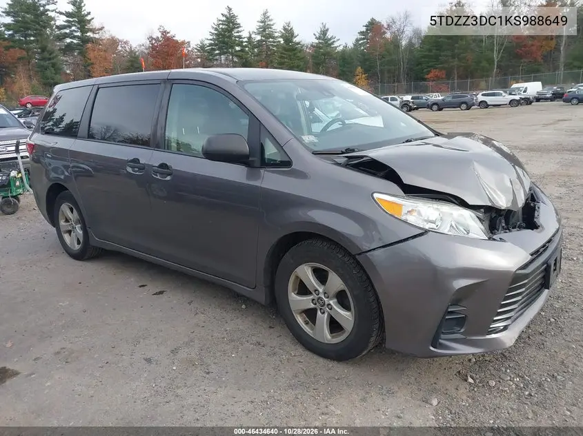 TOYOTA SIENNA 2019, VIN 5TDZZ3DC1KS988649
