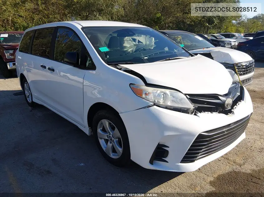 TOYOTA SIENNA 2020, VIN 5TDZZ3DC5LS028512