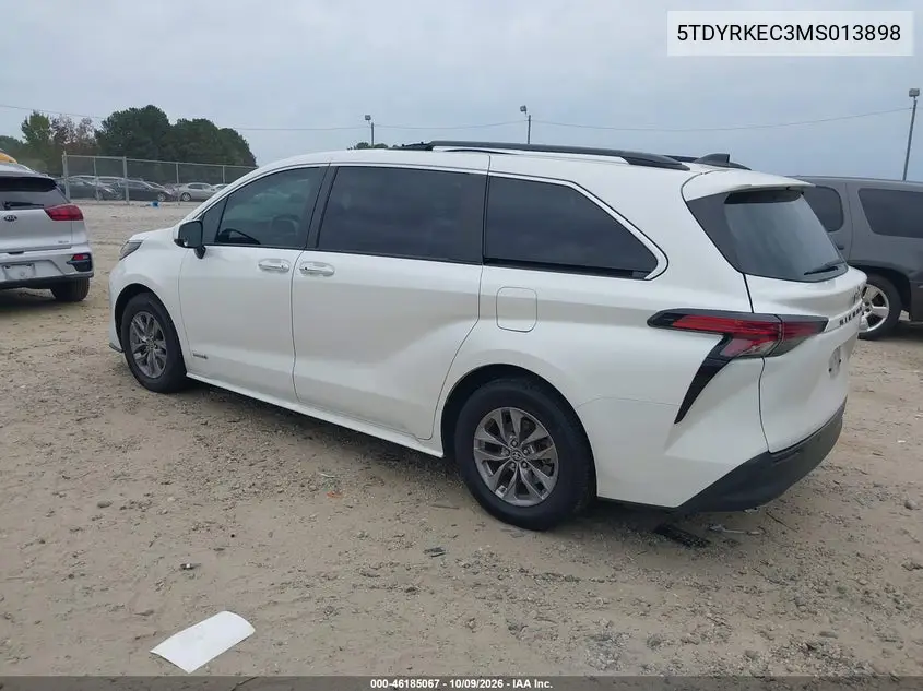 2021 TOYOTA SIENNA VIN 5TDYRKEC3MS013898 — фото 3