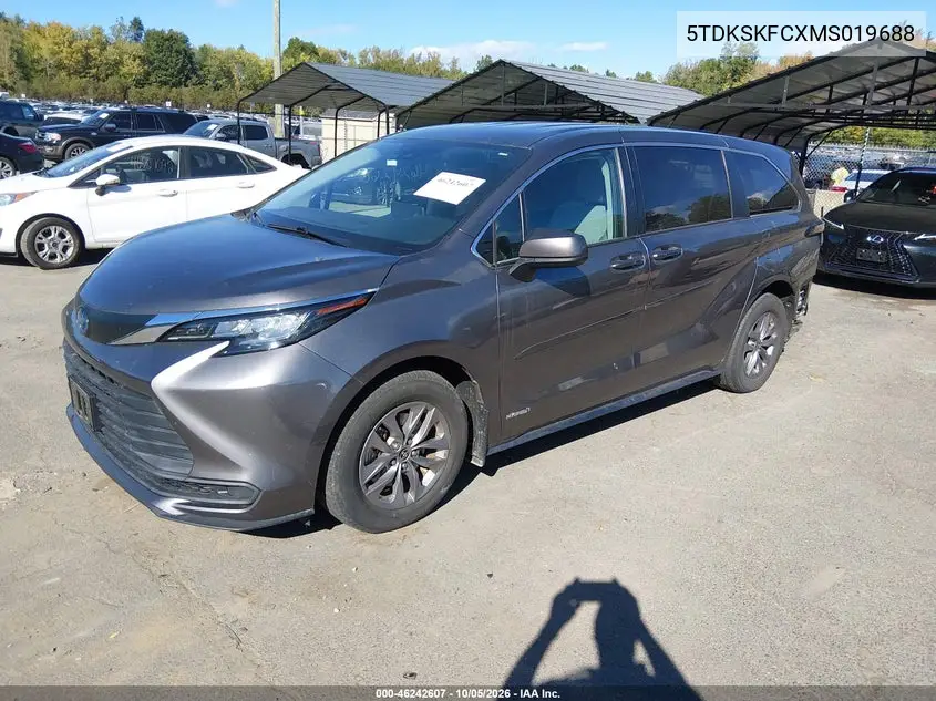 2021 TOYOTA SIENNA VIN 5TDKSKFCXMS019688 — фото 2