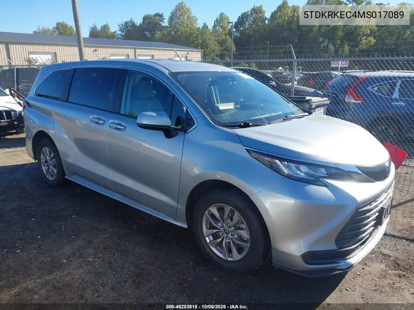 TOYOTA SIENNA 2021, VIN 5TDKRKEC4MS017089