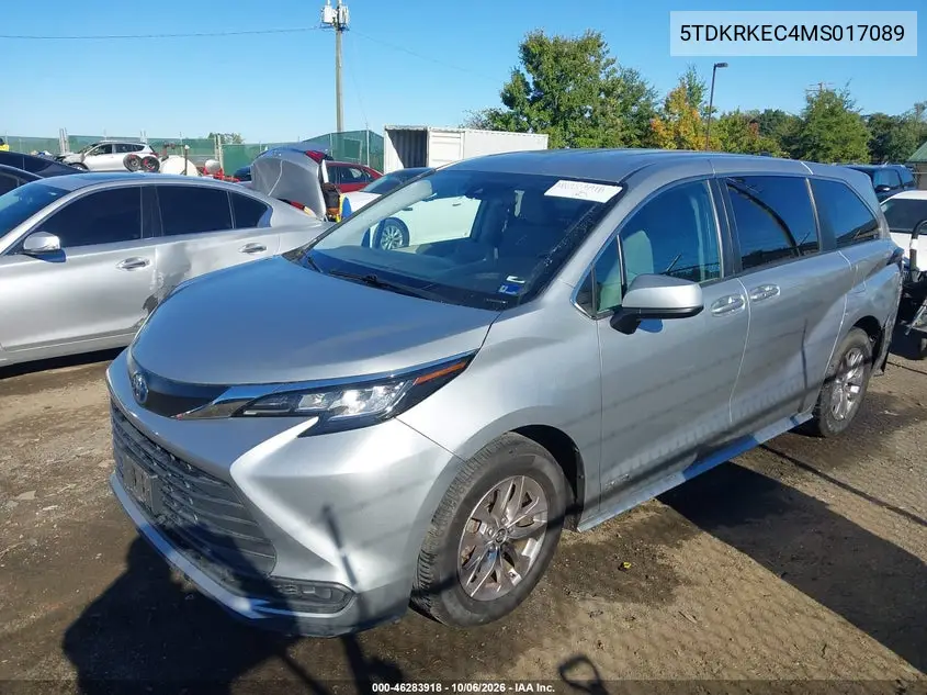 2021 TOYOTA SIENNA VIN 5TDKRKEC4MS017089 — фото 2