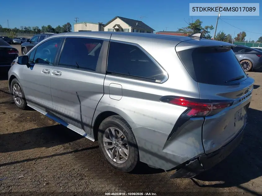 2021 TOYOTA SIENNA VIN 5TDKRKEC4MS017089 — фото 3