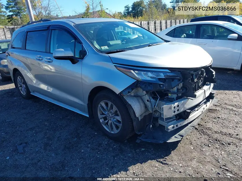 TOYOTA SIENNA 2021, VIN 5TDYSKFC2MS036866