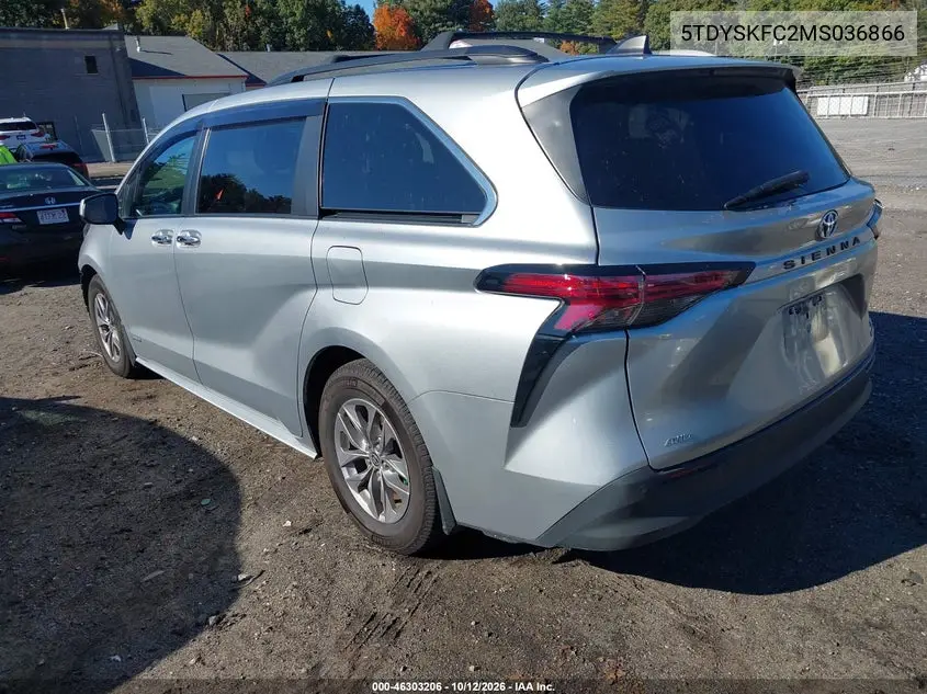 2021 TOYOTA SIENNA VIN 5TDYSKFC2MS036866 — фото 3
