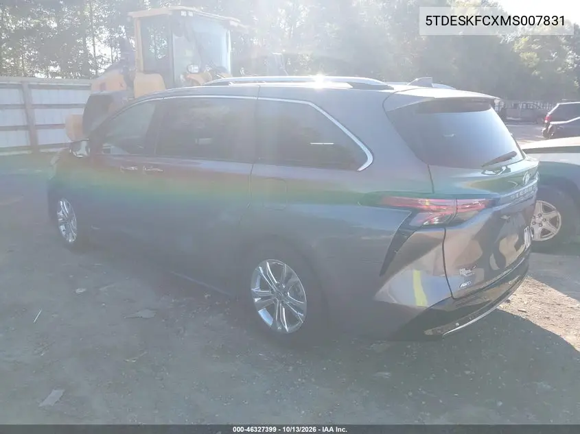 2021 TOYOTA SIENNA VIN 5TDESKFCXMS007831 — фото 3