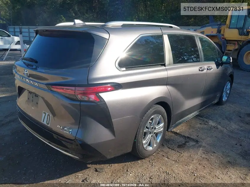2021 TOYOTA SIENNA VIN 5TDESKFCXMS007831 — фото 4