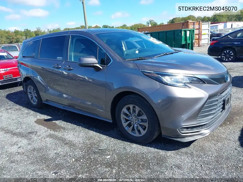 TOYOTA SIENNA 2021, VIN 5TDKRKEC2MS045070