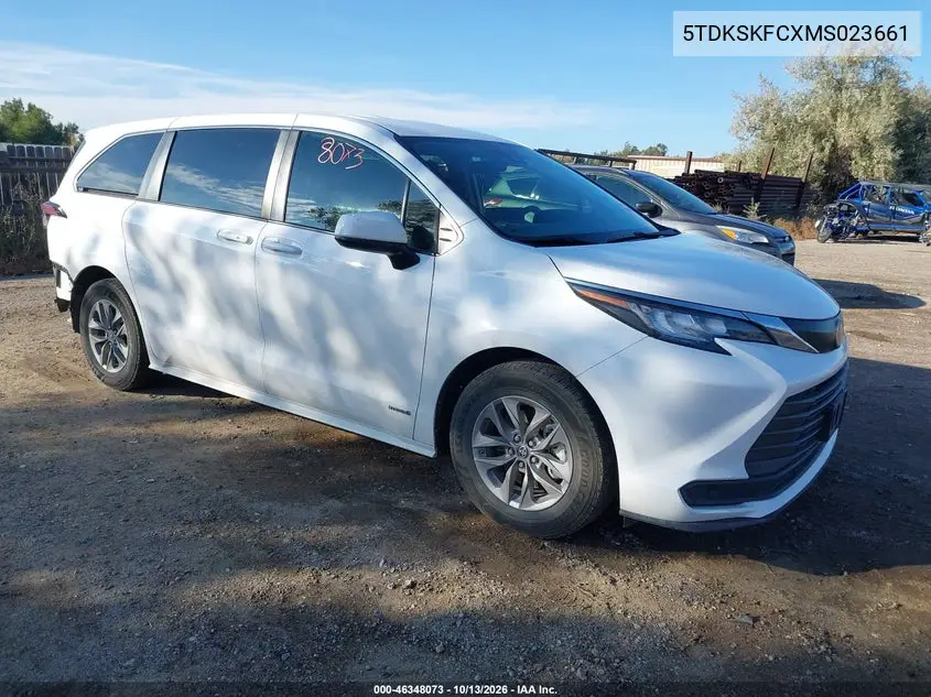 TOYOTA SIENNA 2021, VIN 5TDKSKFCXMS023661